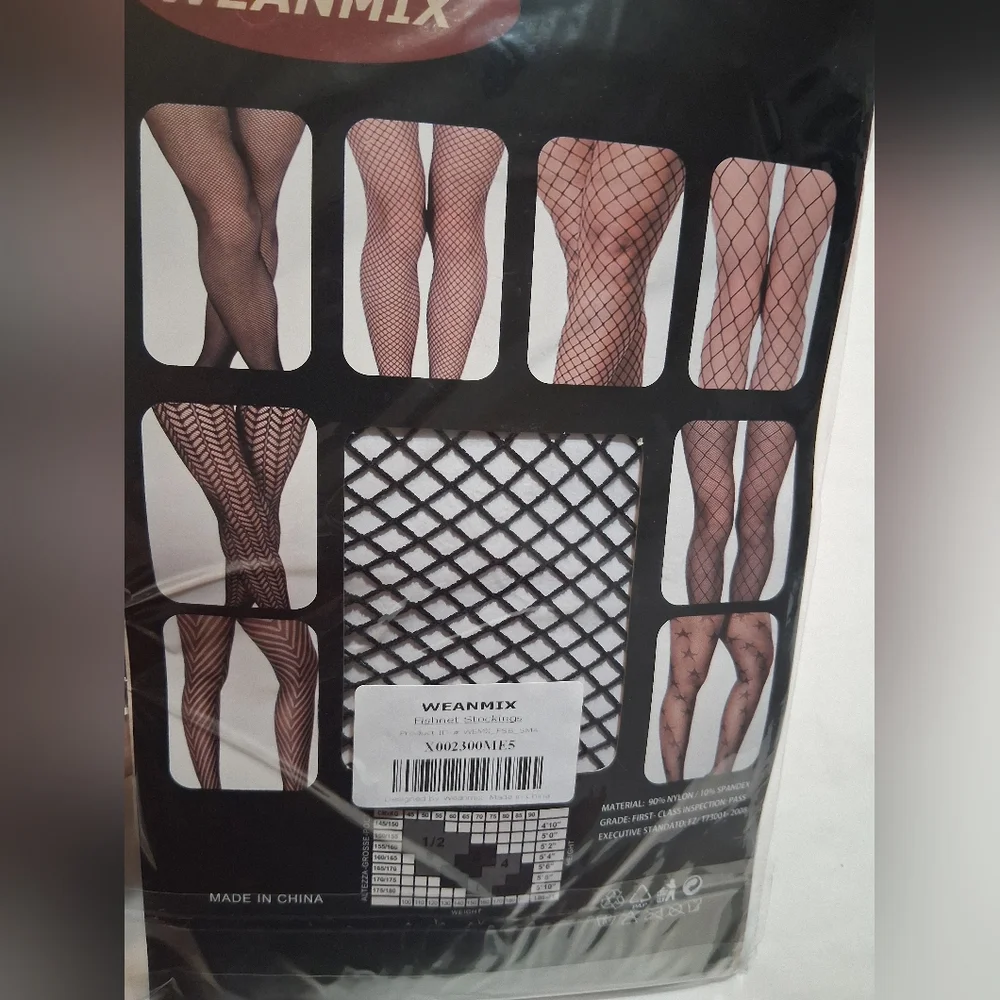 Black Fishnet Stockings Stretch One Size Weanmix Goth Grunge Rave Y2k Edgy